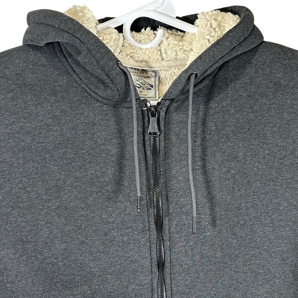 Bass Creek Outfitters Mens Sherpa Lined Full Zip Hoodie Charcoal Gray Medium New